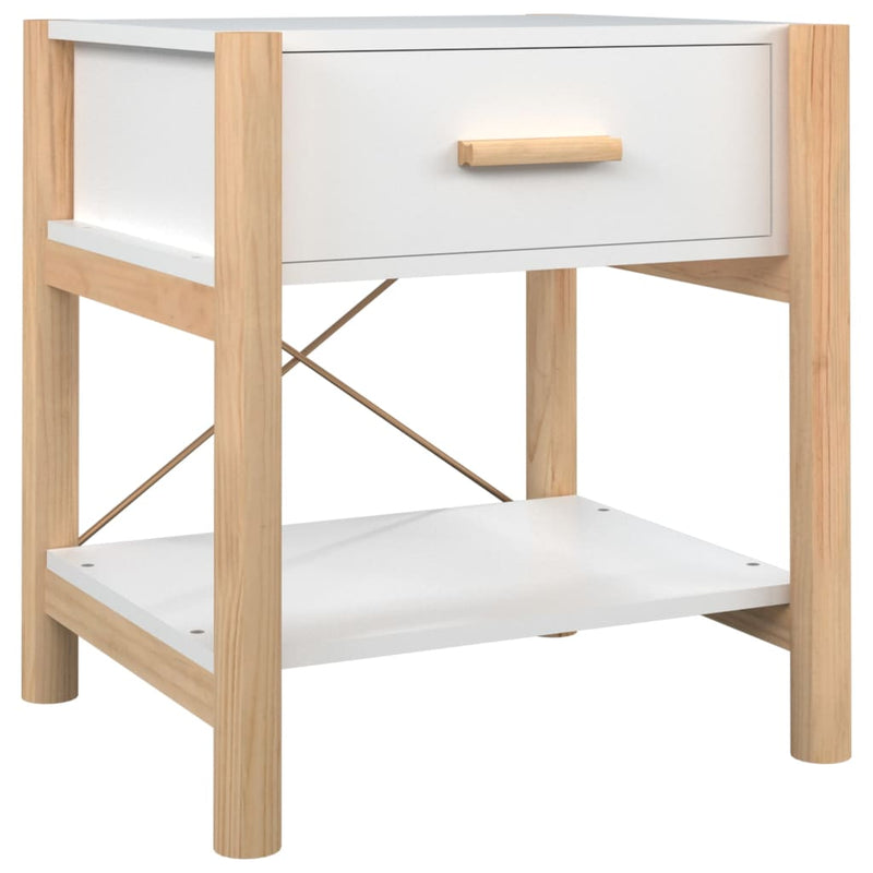 vidaXL 2 db fehér szerelt fa ágy melletti asztal 42 x 38 x 45 cm
