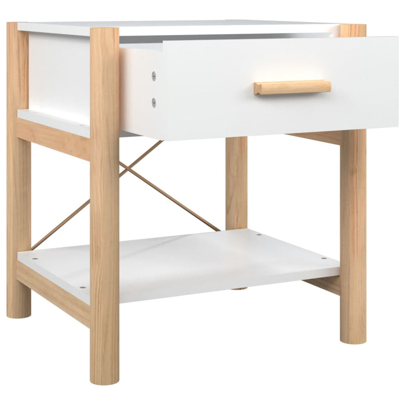 vidaXL 2 db fehér szerelt fa ágy melletti asztal 42 x 38 x 45 cm