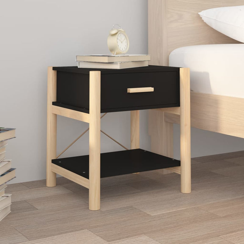 vidaXL 2 db fekete szerelt fa ágy melletti asztal 42 x 38 x 45 cm