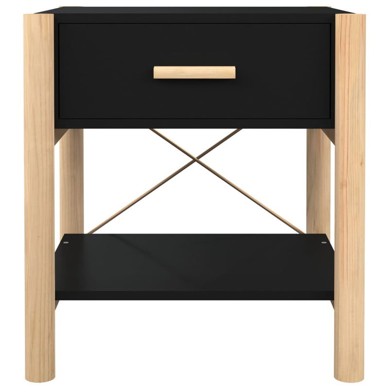 vidaXL 2 db fekete szerelt fa ágy melletti asztal 42 x 38 x 45 cm