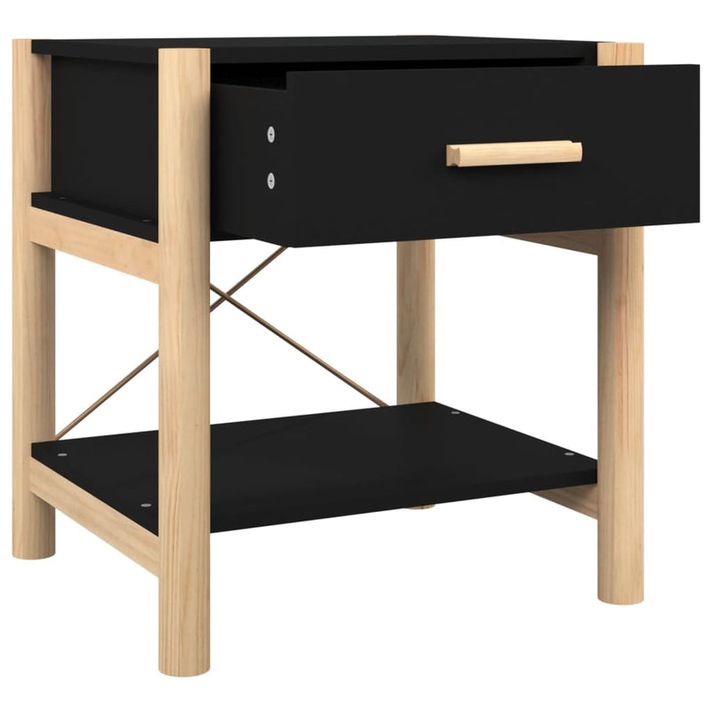 vidaXL 2 db fekete szerelt fa ágy melletti asztal 42 x 38 x 45 cm