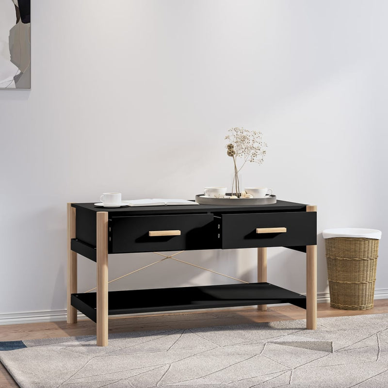 vidaXL fekete szerelt fa dohányzóasztal 82 x 48 x 45 cm