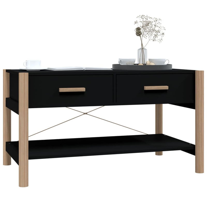 vidaXL fekete szerelt fa dohányzóasztal 82 x 48 x 45 cm
