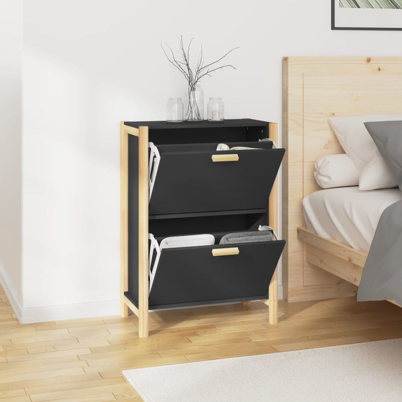vidaXL fekete szerelt fa cipőszekrény 57,5 x 33 x 80 cm