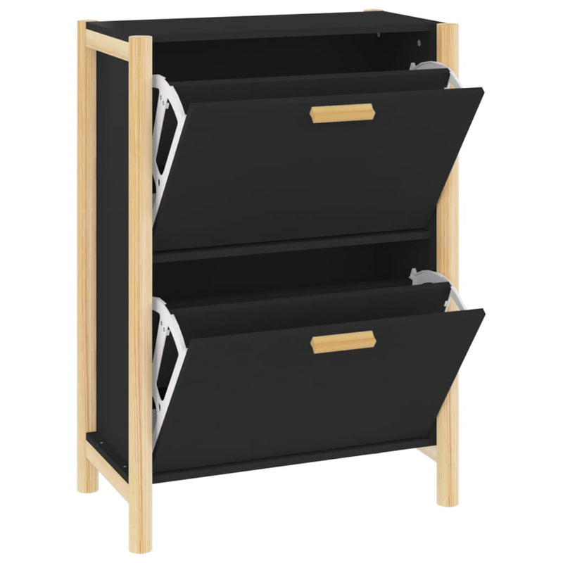 vidaXL fekete szerelt fa cipőszekrény 57,5 x 33 x 80 cm
