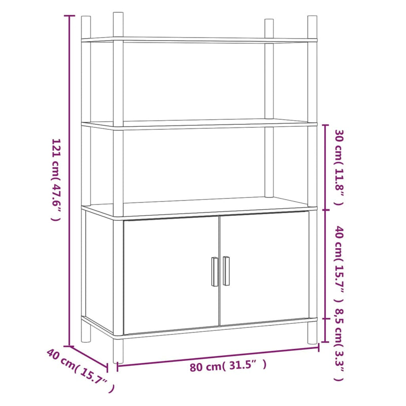 vidaXL fekete szerelt fa magasszekrény 80x40x121 cm