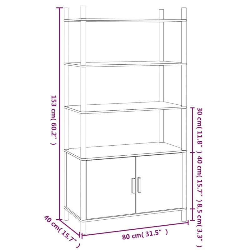 vidaXL fekete szerelt fa magasszekrény 80x40x153 cm