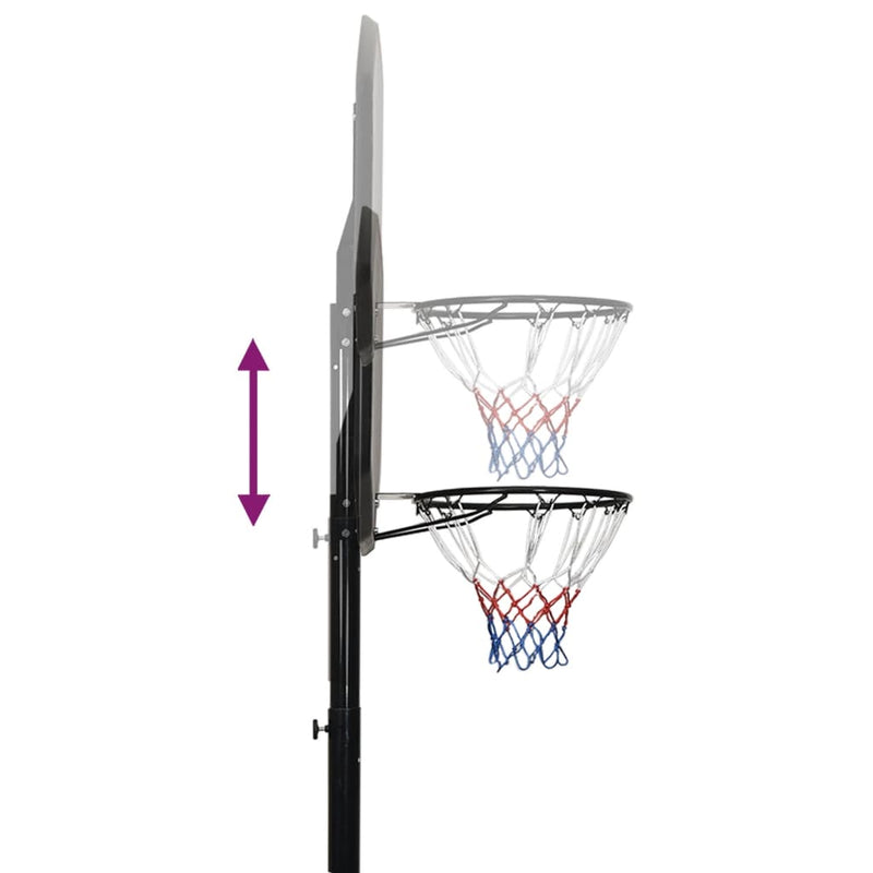 vidaXL fekete polietilén kosárlabda állvány 258-363 cm
