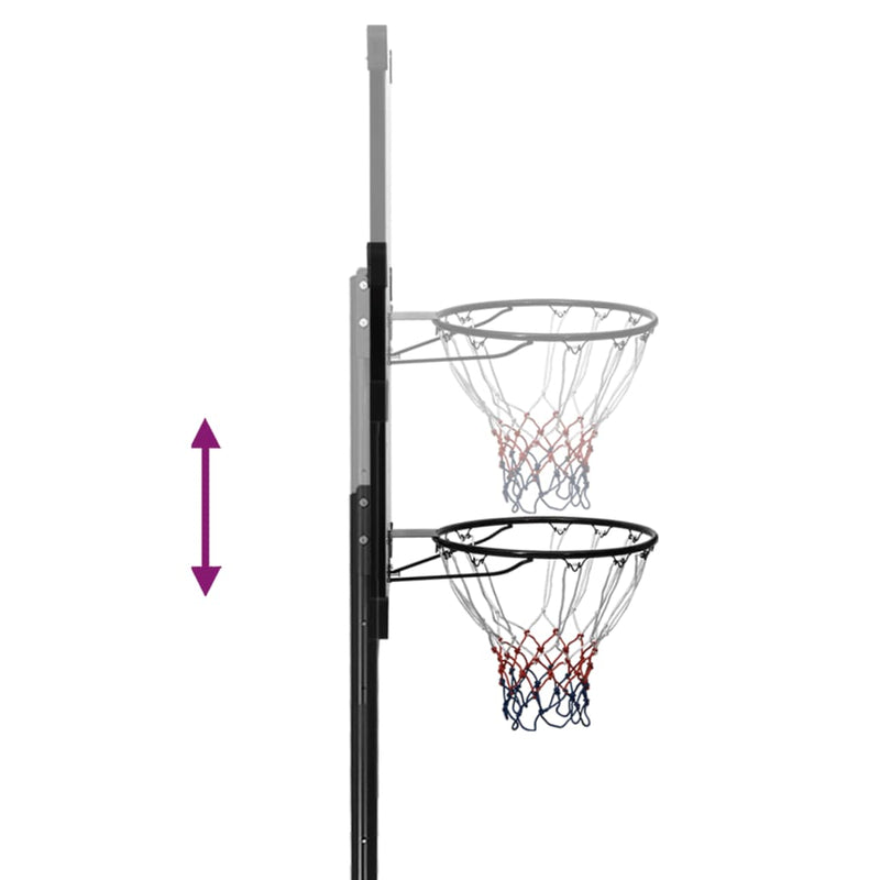 vidaXL átlátszó polikarbonát kosárlabdaállvány 256-361 cm