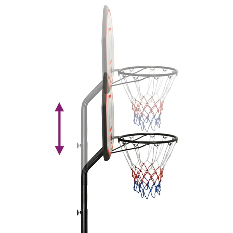 vidaXL fekete polietilén kosárlabda állvány 237-307 cm