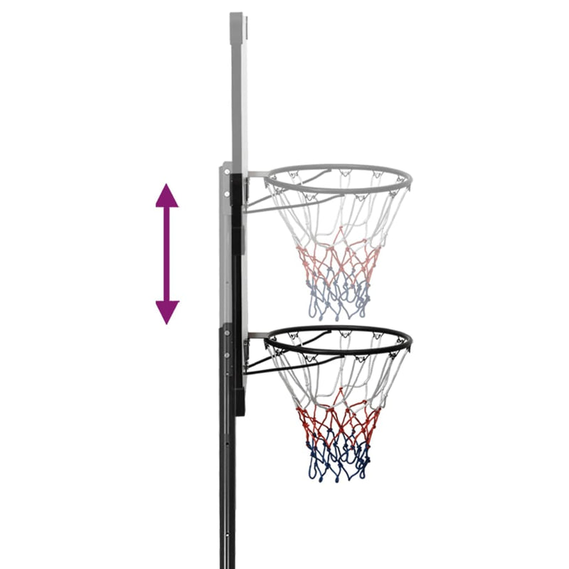 vidaXL átlátszó polikarbonát kosárlabdaállvány 235-305 cm