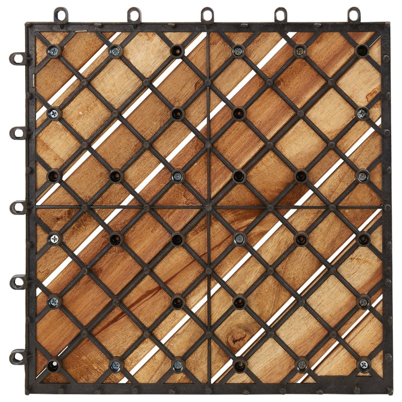 vidaXL 20 db barna tömör akácfa padlólap 30 x 30 cm