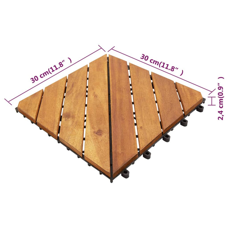 vidaXL 20 db barna tömör akácfa padlólap 30 x 30 cm