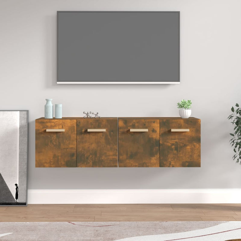 vidaXL 2 db füstös tölgy színű szerelt fa faliszekrény 60x36,5x35 cm