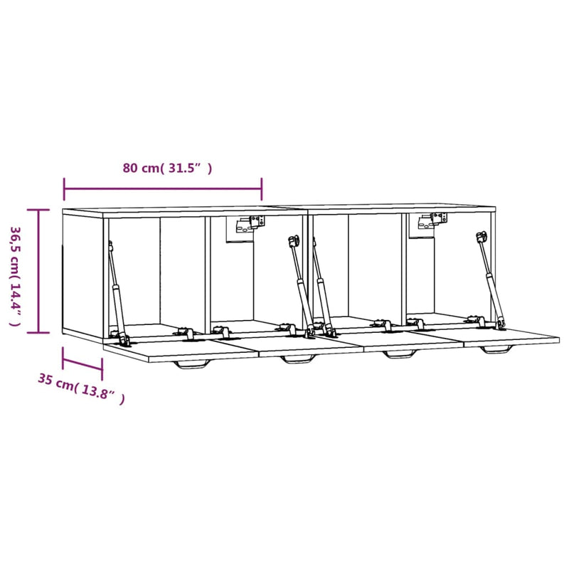 vidaXL 2 db betonszürke szerelt fa faliszekrény 80 x 35 x 36,5 cm