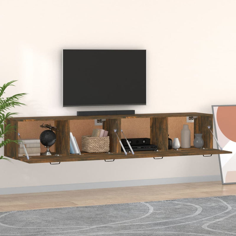 vidaXL 2 db füstös tölgy színű szerelt fa faliszekrény 100x36,5x35 cm