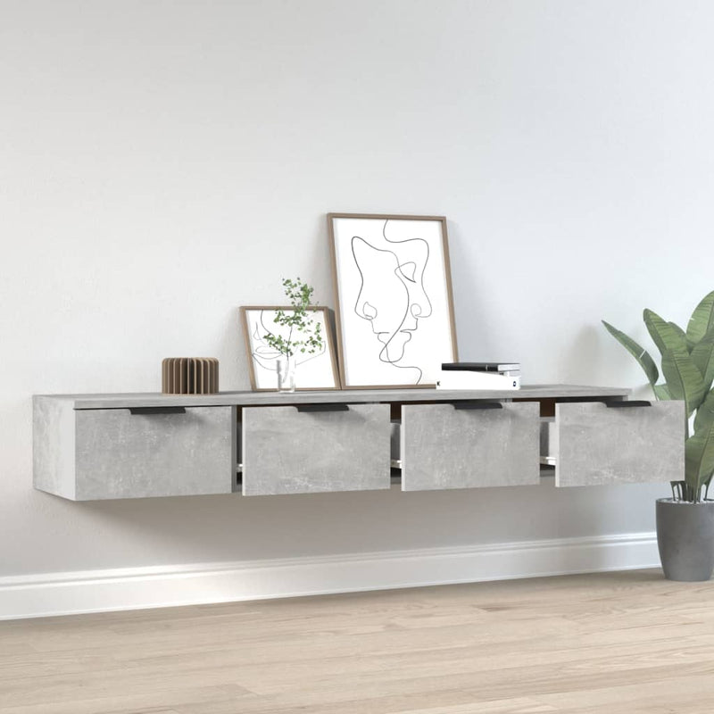 vidaXL 2 db betonszürke szerelt fa fali szekrény 68 x 30 x 20 cm
