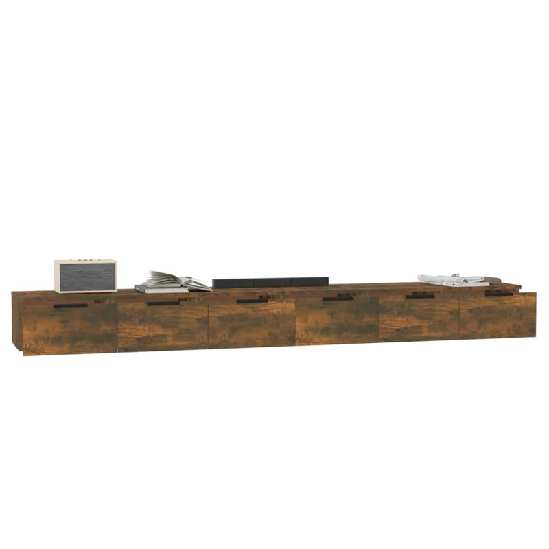 vidaXL 2 db füstös tölgy színű szerelt fa faliszekrény 102x30x20 cm