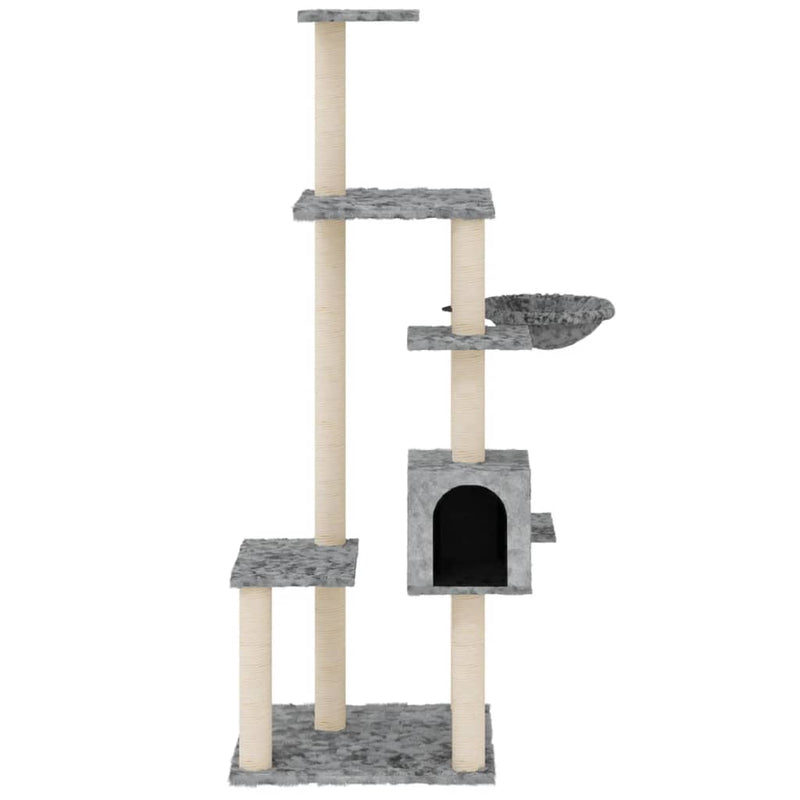 vidaXL világosszürke macskabútor szizál kaparófákkal 142 cm