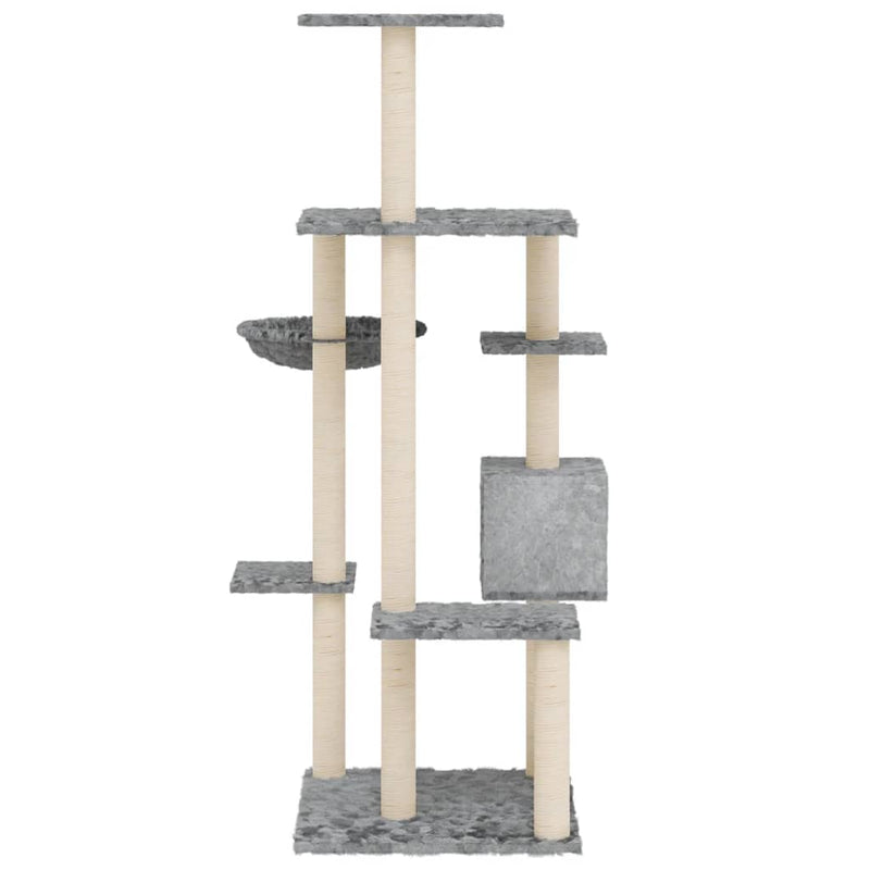 vidaXL világosszürke macskabútor szizál kaparófákkal 142 cm