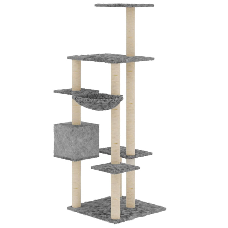 vidaXL világosszürke macskabútor szizál kaparófákkal 142 cm