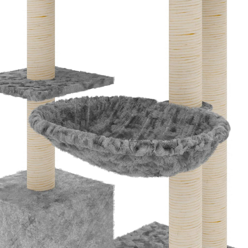 vidaXL világosszürke macskabútor szizál kaparófákkal 142 cm