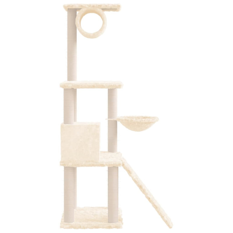 vidaXL krémszínű macskabútor szizál kaparófákkal 131 cm