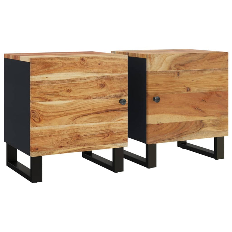 vidaXL 2 db tömör akácfa éjjeliszekrény 40 x 33 x 46 cm