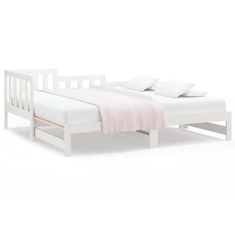 vidaXL fehér tömör fenyőfa kihúzható kanapéágy 2 x (90 x 200) cm