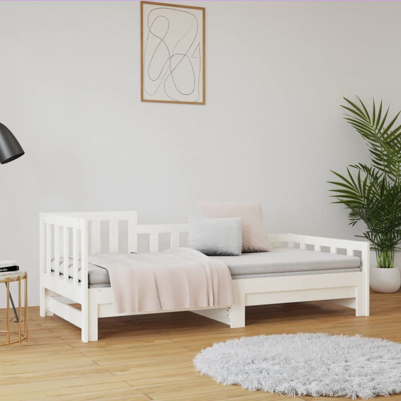 vidaXL fehér tömör fenyőfa kihúzható kanapéágy 2 x (90 x 200) cm