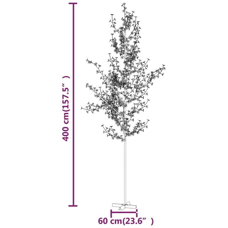 vidaXL LED-es cseresznyevirágfa 672 meleg fehér LED-del 400 cm