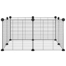 vidaXL 8-paneles fekete acél kisállatketrec 35 x 35 cm