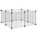 vidaXL 8-paneles fekete acél kisállatketrec 35 x 35 cm