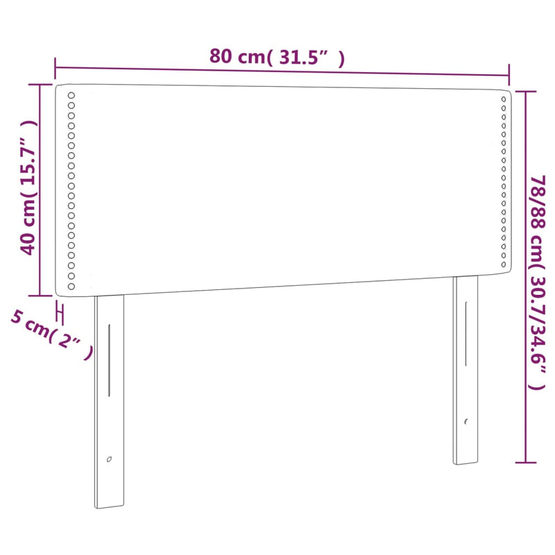 vidaXL fekete bársony fejtámla 80 x 5 x 78/88 cm