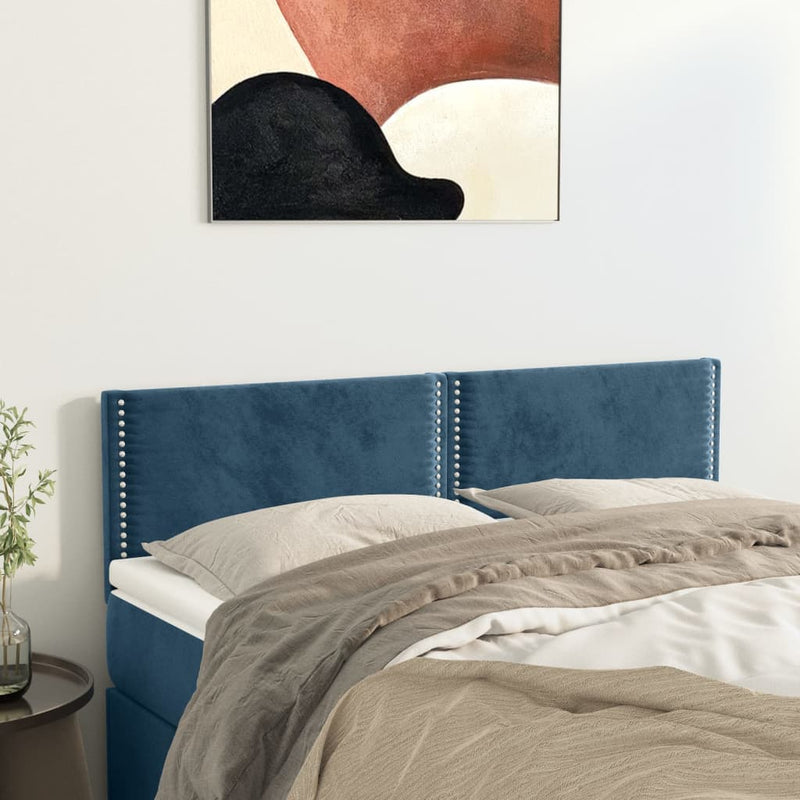 vidaXL 2 db sötétkék bársony fejtámla 72 x 5 x 78/88 cm
