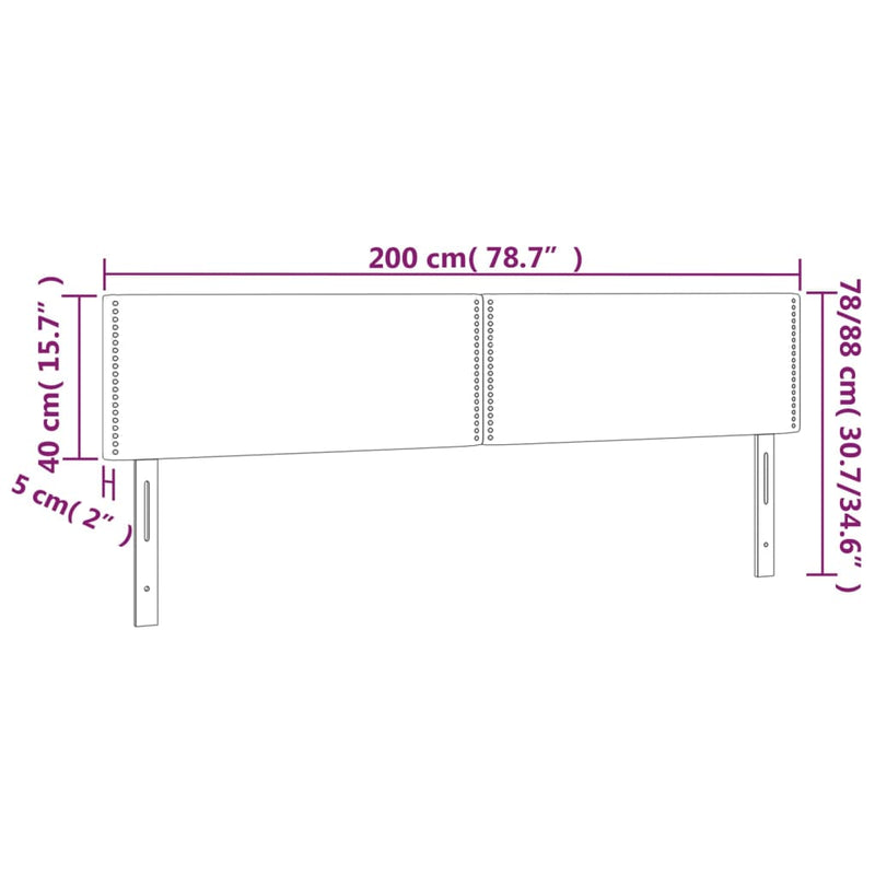 vidaXL 2 db világosszürke szövet fejtámla 100x5x78/88 cm