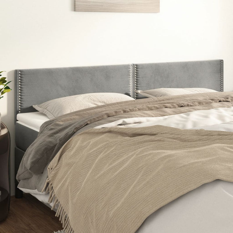 vidaXL 2 db világosszürke bársony fejtámla 100x5x78/88 cm