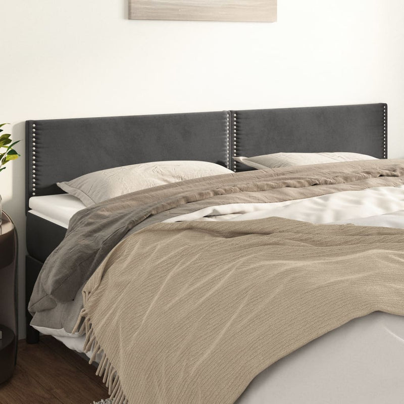 vidaXL 2 db sötétszürke bársony fejtámla 100x5x78/88 cm
