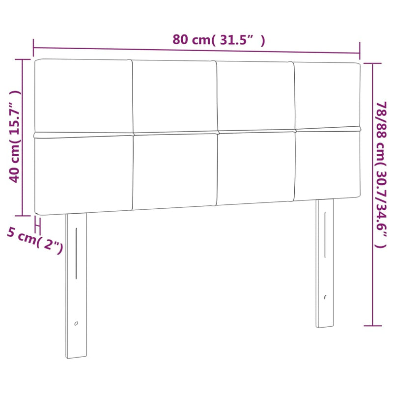 vidaXL fekete szövet fejtámla 80 x 5 x 78/88 cm