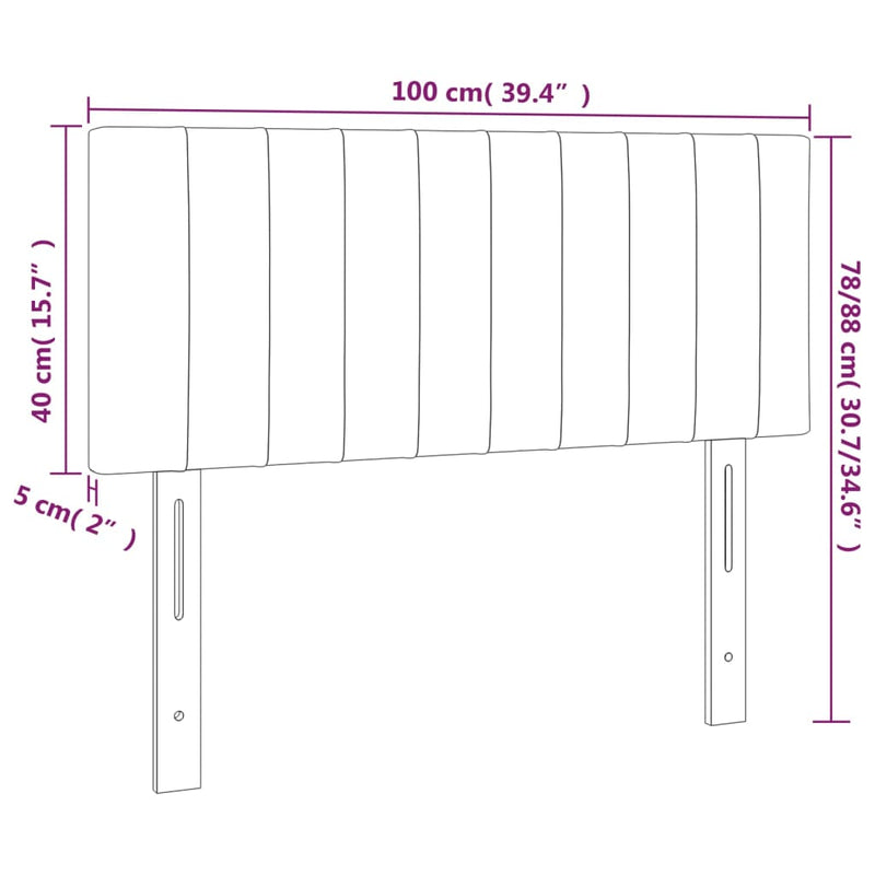 vidaXL sötétkék bársony fejtámla 100x5x78/88 cm
