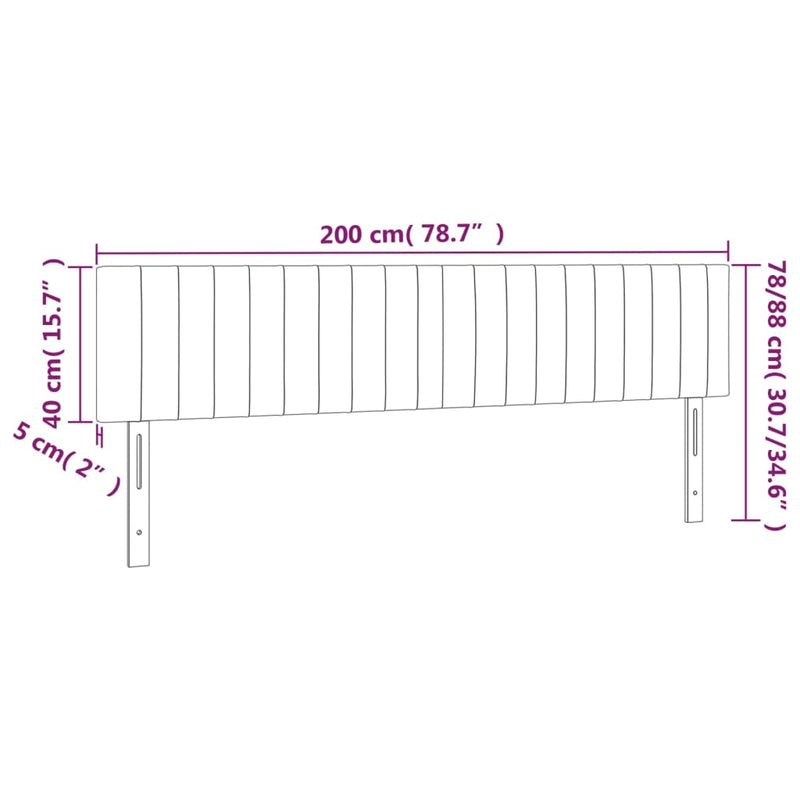 vidaXL 2 db világosszürke bársony fejtámla 100x5x78/88 cm