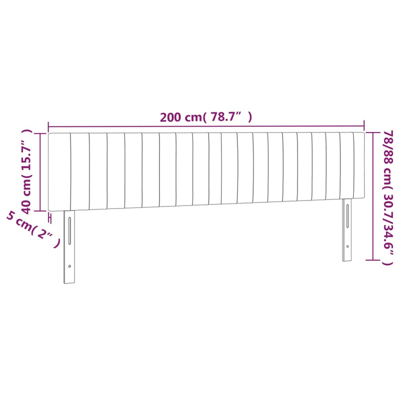 vidaXL 2 db sötétszürke bársony fejtámla 100x5x78/88 cm