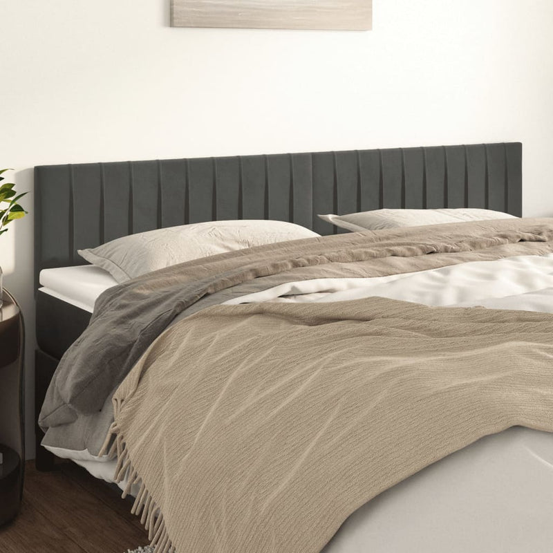 vidaXL 2 db sötétszürke bársony fejtámla 100x5x78/88 cm