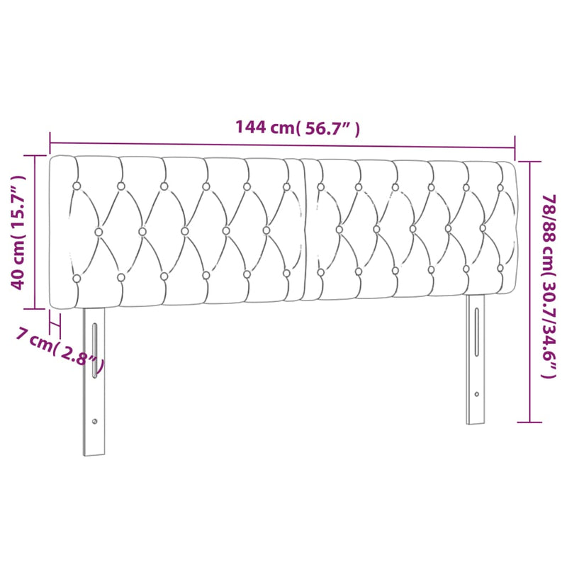 vidaXL 2 db sötétbarna szövet fejtámla 72 x 7 x 78/88 cm