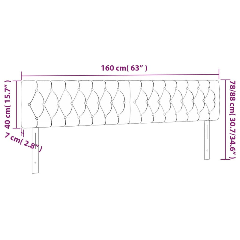 vidaXL 2 db fekete szövet fejtámla 80x7x78/88 cm
