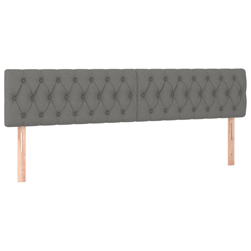 vidaXL 2 db sötétszürke szövet fejtámla 90x7x78/88 cm