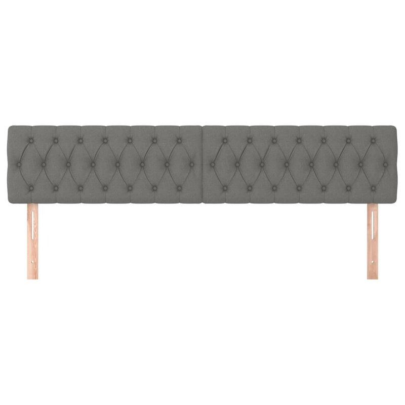 vidaXL 2 db sötétszürke szövet fejtámla 90x7x78/88 cm