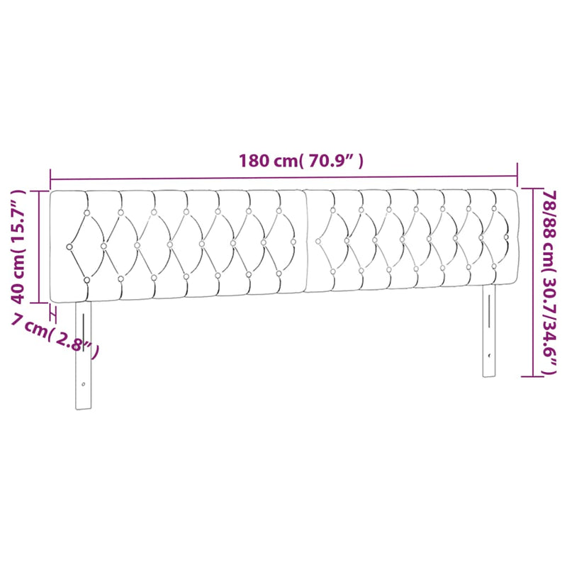 vidaXL 2 db sötétszürke szövet fejtámla 90x7x78/88 cm