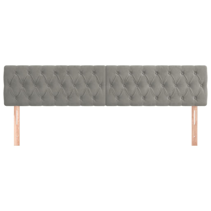 vidaXL 2 db világosszürke bársony fejtámla 100x7x78/88 cm