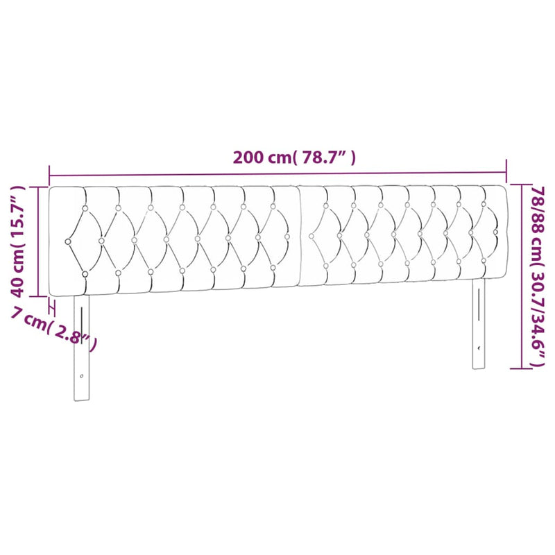vidaXL 2 db világosszürke bársony fejtámla 100x7x78/88 cm